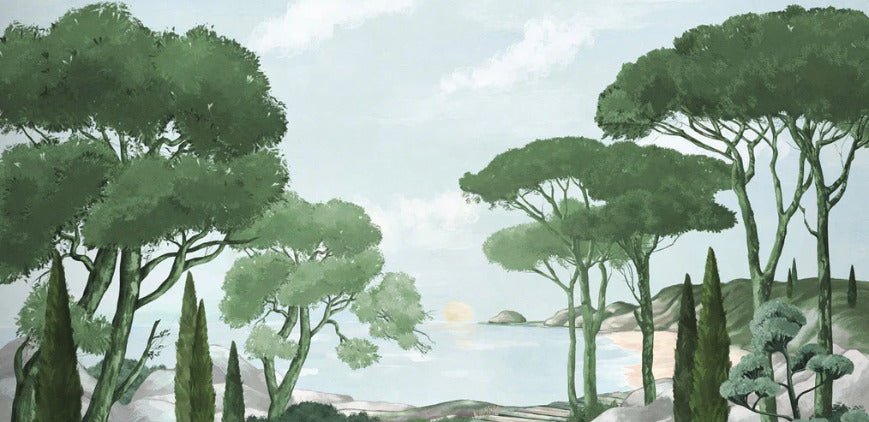 Passeggiare nel verde della carta da parati dei ruscelli