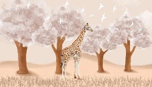 Carta da parati per la cameretta dei bambini Giraffa nella savana