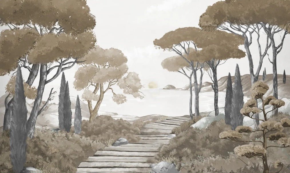 Passeggiata nei ruscelli carta da parati marrone