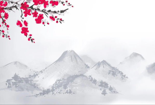 Carta da parati con paesaggio minimalista Zen