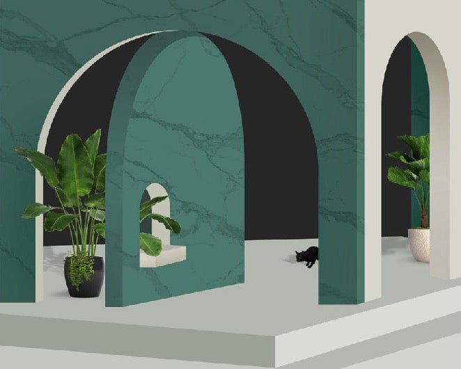 Carta da parati trompe l'oeil dell'hotel