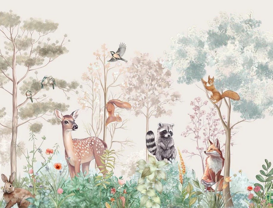 Carta da parati per la cameretta dei bambini magic nature beige