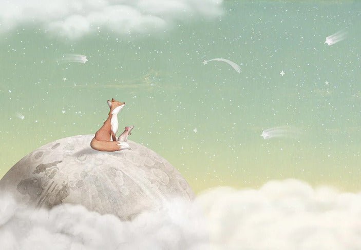 Carta da parati verde notte calmante per bambini