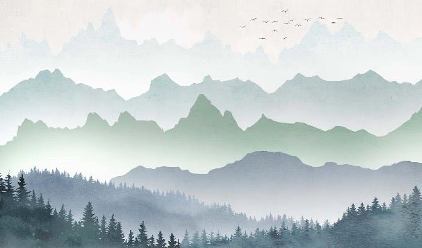 Foresta mattina nebbia carta da parati