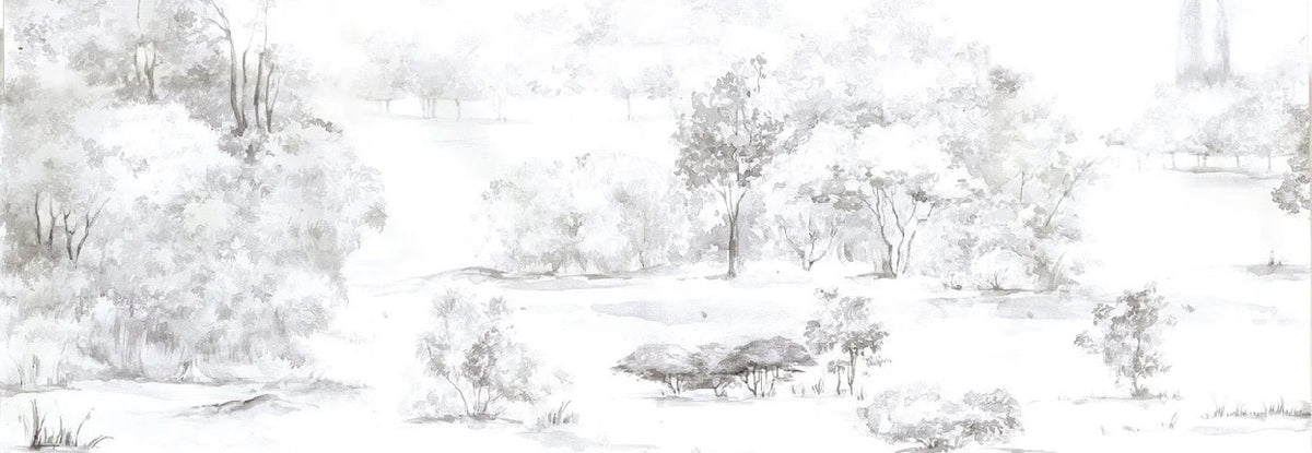 Carta da parati acquerello pineta