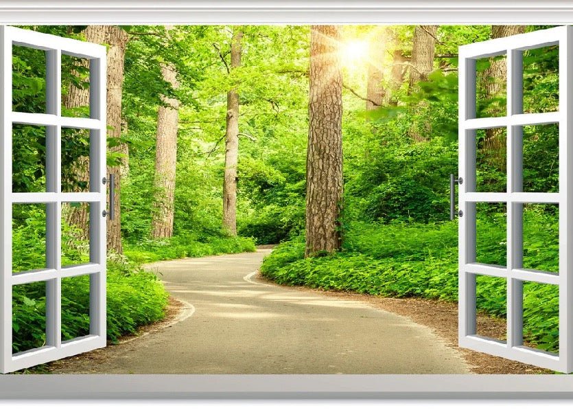 Carta da parati trompe l'oeil per una passeggiata nel bosco