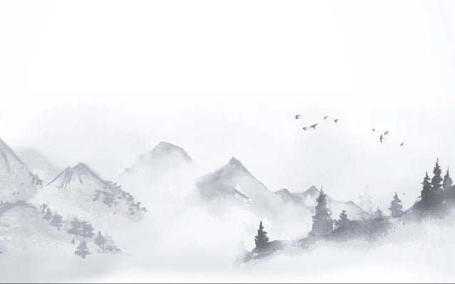 Carta da parati con paesaggio minimalista Zen