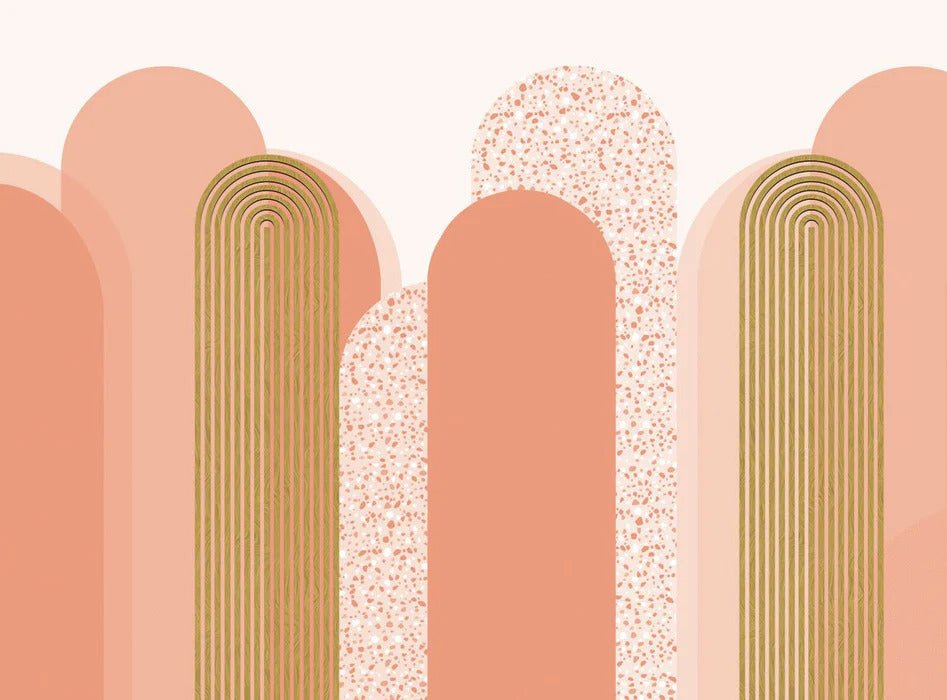 Carta da parati grafica art déco in rosa