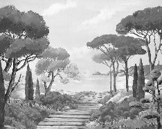 Carta da parati Walk in the creeks, bianco e nero