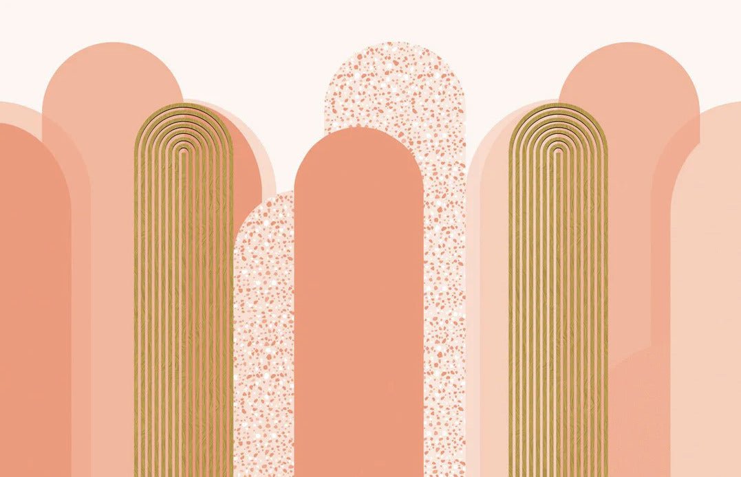 Carta da parati grafica art déco in rosa