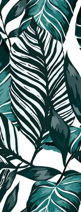 Carta da parati in tessuto non tessuto a foglie blu pavone