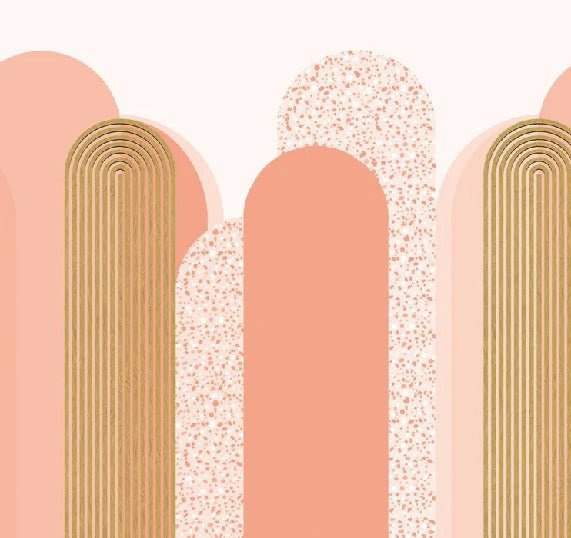 Carta da parati grafica art déco in rosa