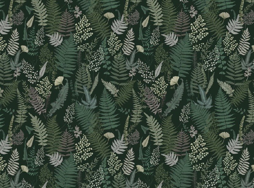Carta da parati foglia verde densa