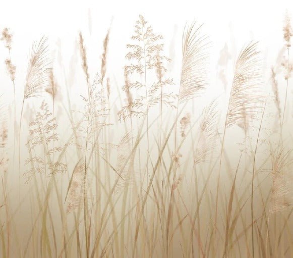 Carta da parati beige con fiori di campo di grano