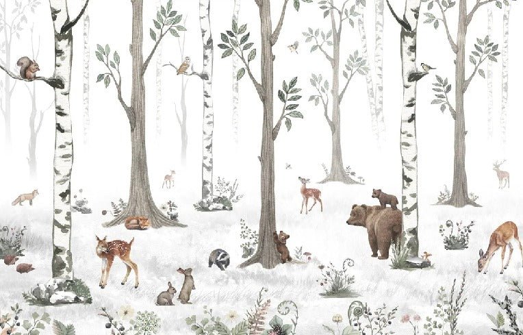 Primavera foresta animali carta da parati