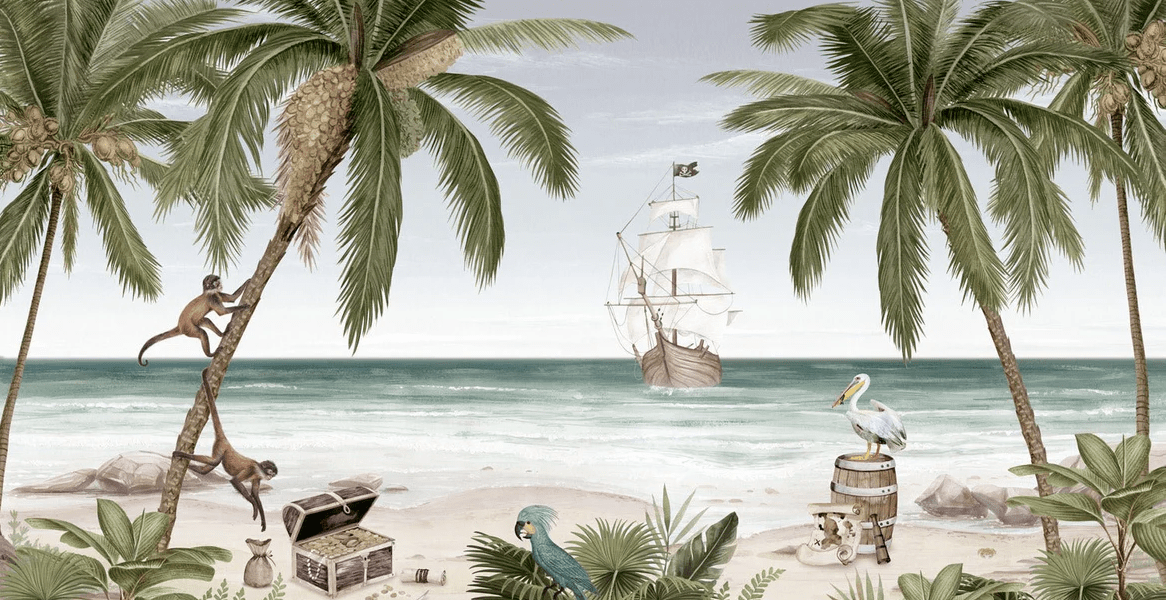 Carta da parati La Baie aux Pirates - H229 cm x L445 cm - Materiale Softouch