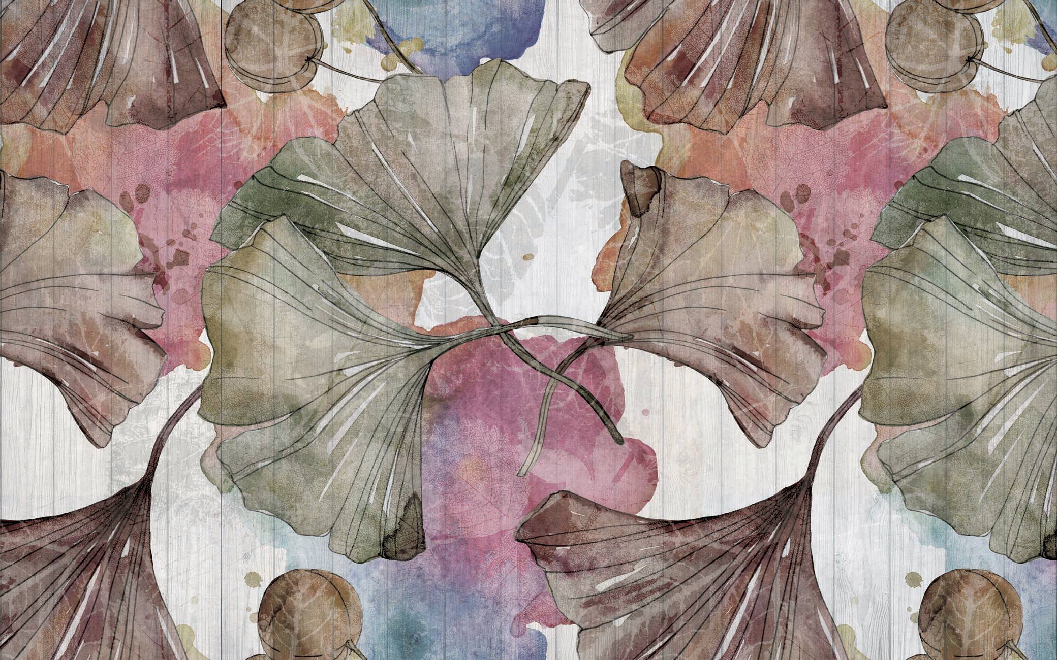 Papier peint panoramique ginkgo Japon Zen, XXL, tendance