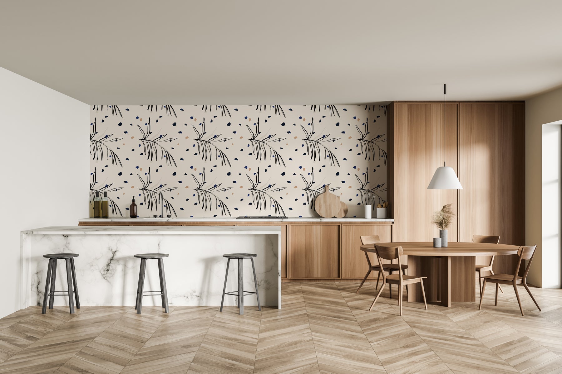 Papier peint minimaliste feuilles, XXL, tendance