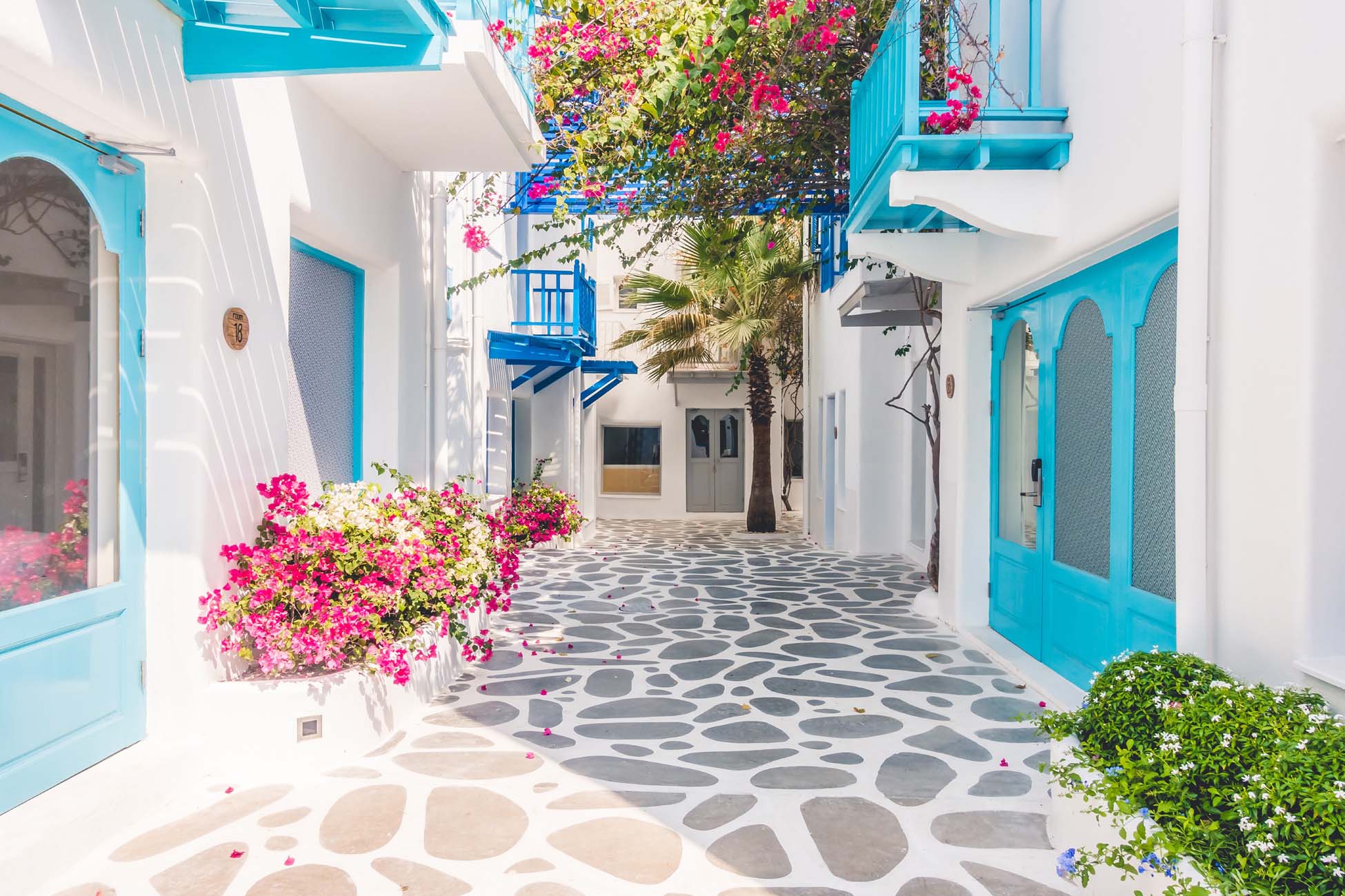 Papier peint Village Grec Santorin, XXL, tendance