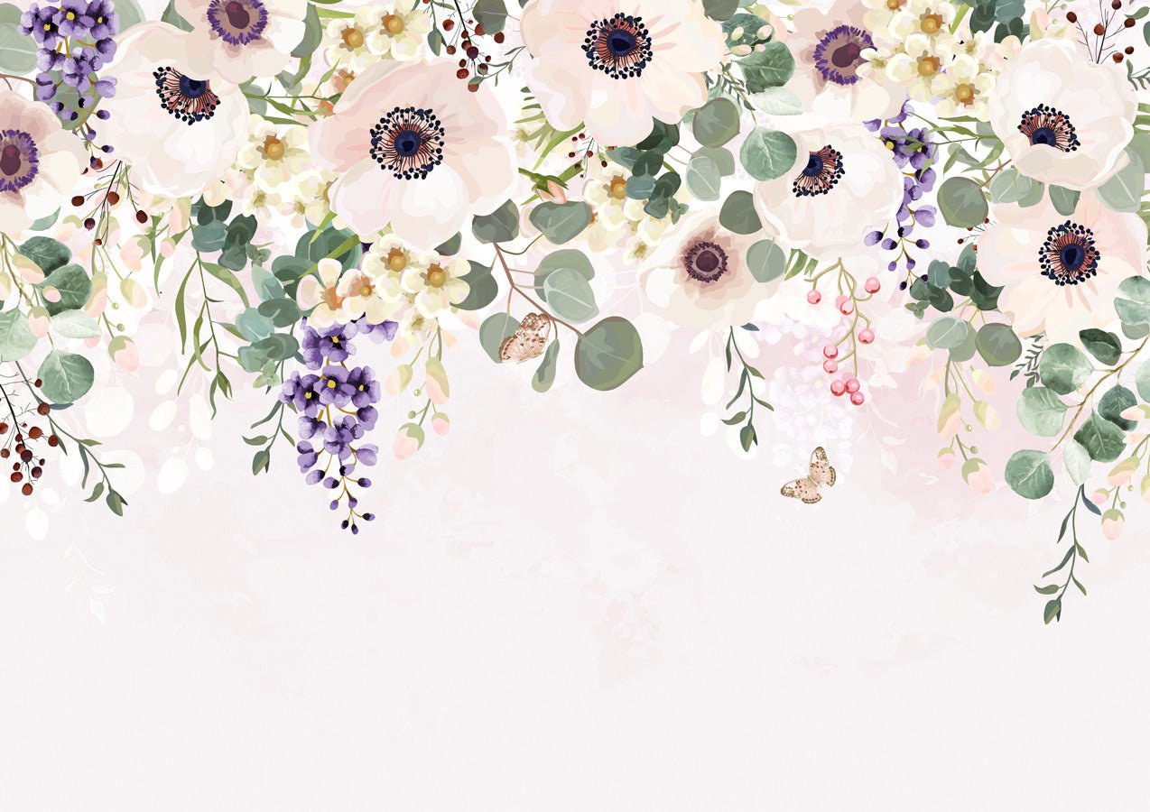Papier peint fleurs merveilleuses, mural concept, tendance