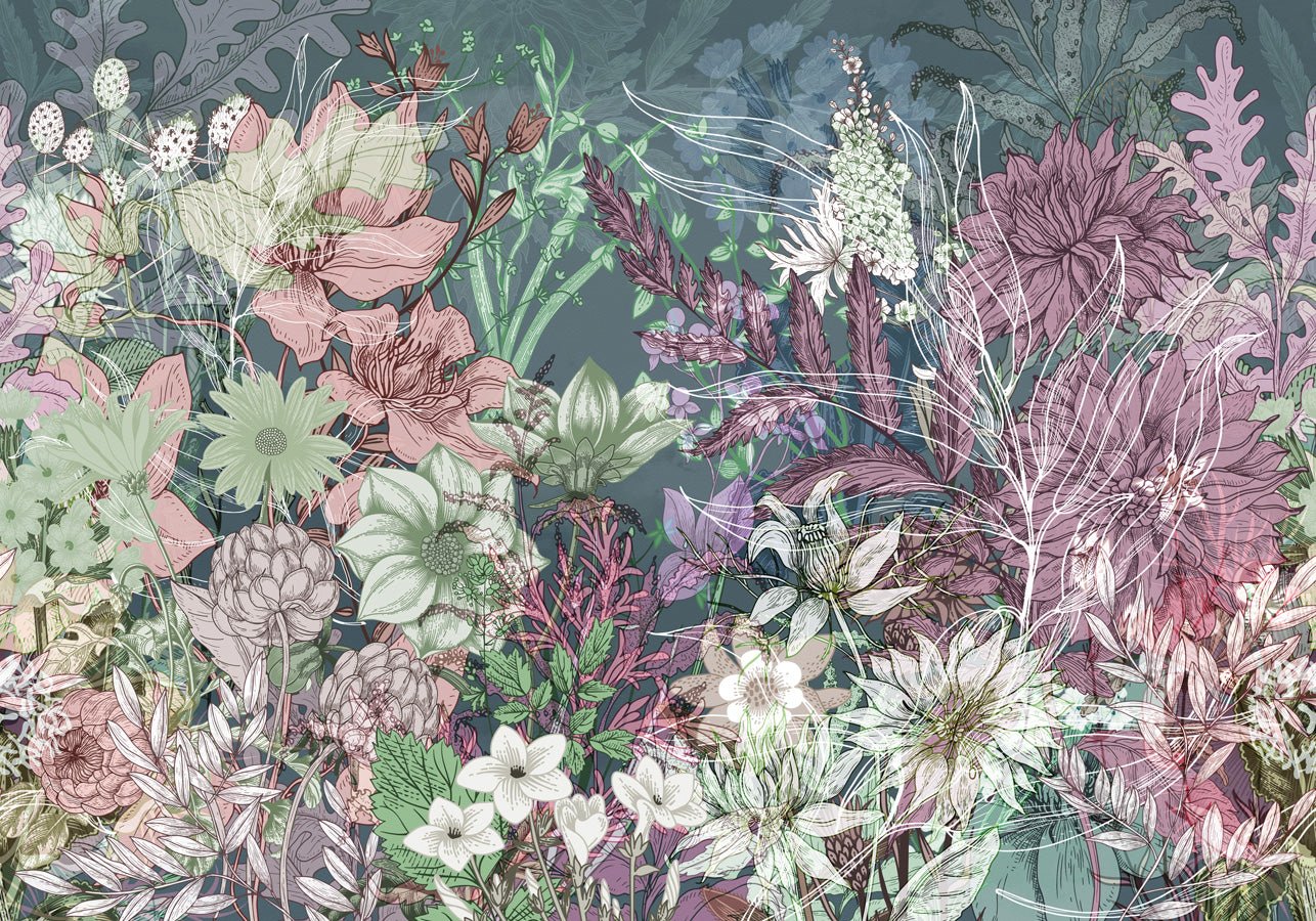 Papier peint toilette flower dream, mural concept, tendance