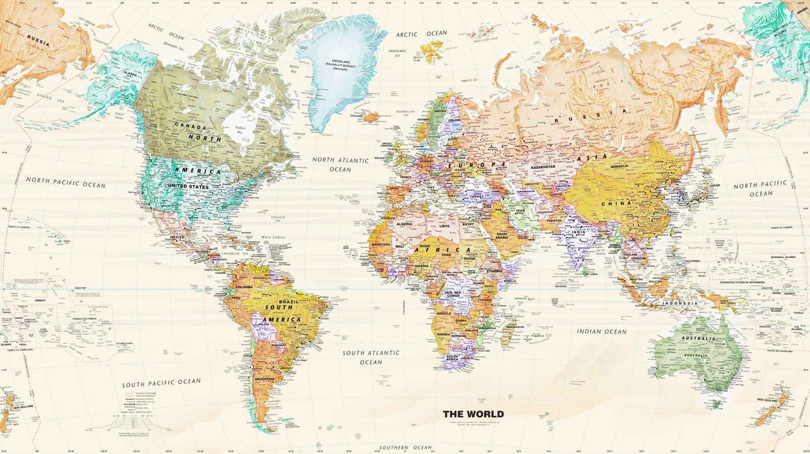 Papier peint original carte du monde, mural concept, tendance