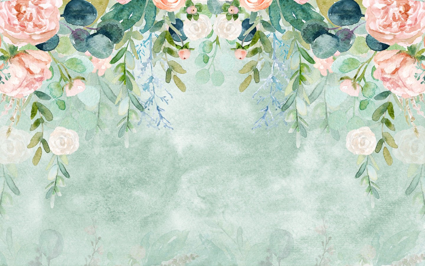 Papier peint Romantique Aquarelle, mural concept, tendance