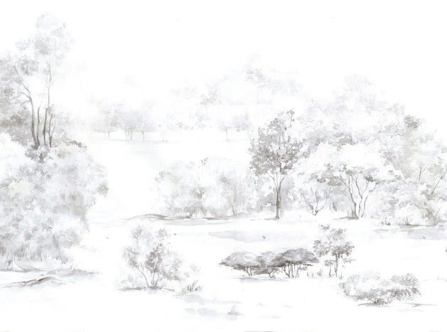 Carta da parati acquerello pineta