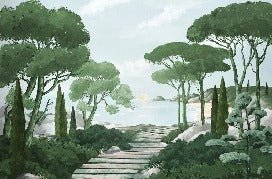 Camminare nella carta da parati verde dei ruscelli