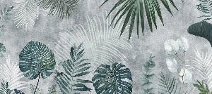 Carta da parati monocromatica per il bagno Biophilic Jungle