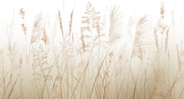 Carta da parati beige con fiori di campo di grano