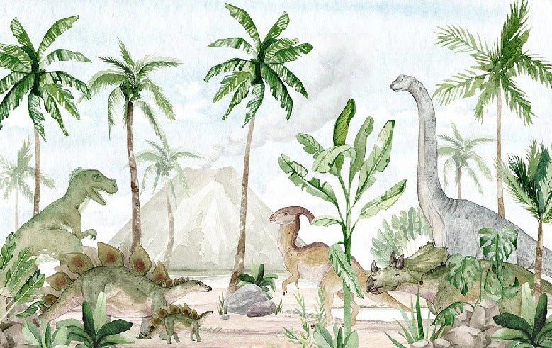 Carta da parati per bambini acquerello dinosauri