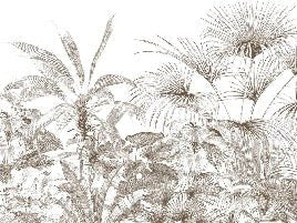 Carta da parati tropicale con incisione monocromatica