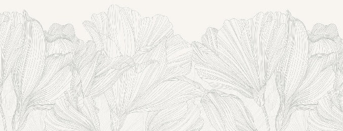 Carta da parati panoramica Vals de flores grigio e bianco