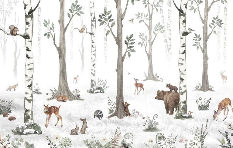 Primavera foresta animali carta da parati