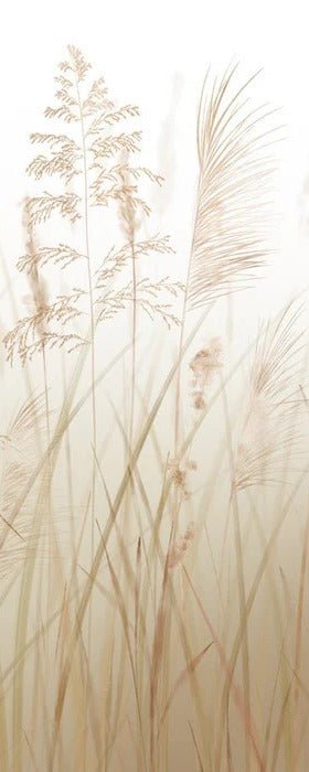 Carta da parati per bagno con motivo floreale su campo di grano beige