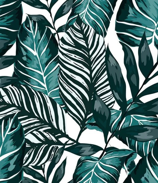 Carta da parati a foglia bistrot blu pavone