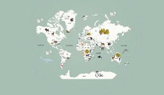 Carta da parati con mappamondo francese per bambini, verde