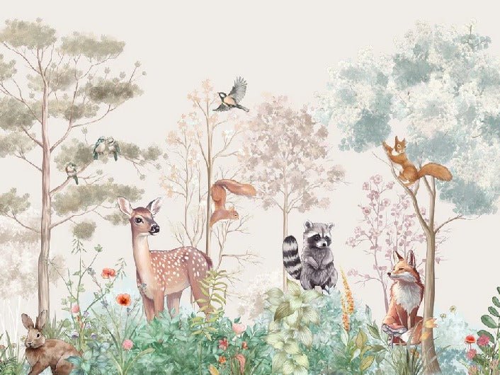 Carta da parati per la cameretta dei bambini magic nature beige