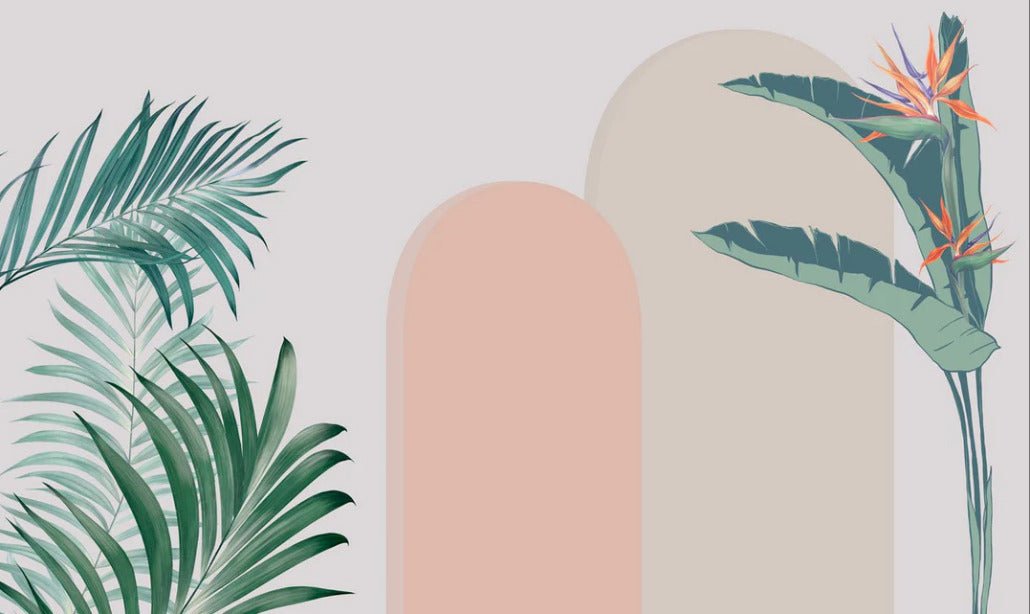 Carta da parati per camera da letto con archi vegetali