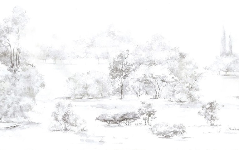 Carta da parati acquerello pineta