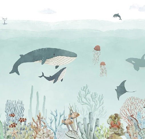 Baby balene blu carta da parati