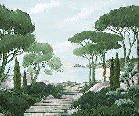 Camminare nella carta da parati verde dei ruscelli