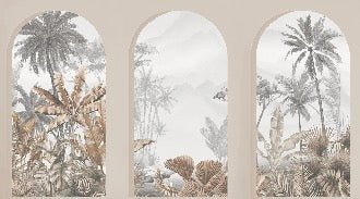 Carta da parati archi tropicali seppia