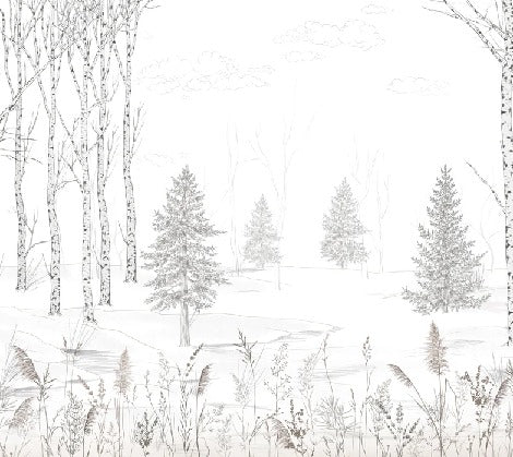 Carta da parati in bianco e nero per alberi e foreste