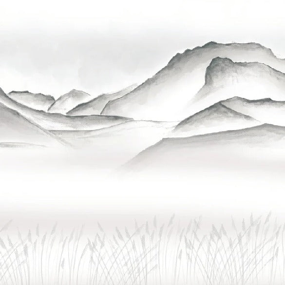 Carta da parati artistica Annecy tra lago e montagne GRIGIO