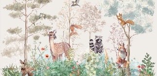 Carta da parati per la cameretta dei bambini magic nature beige