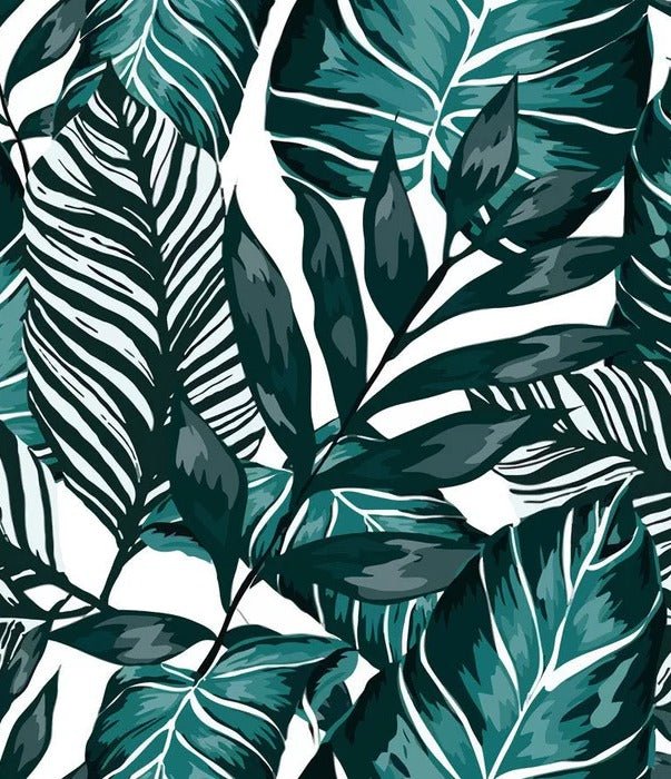 Carta da parati in tessuto non tessuto a foglie blu pavone