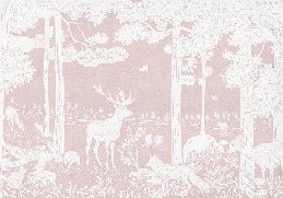 Carta da parati con animali del bosco rosa