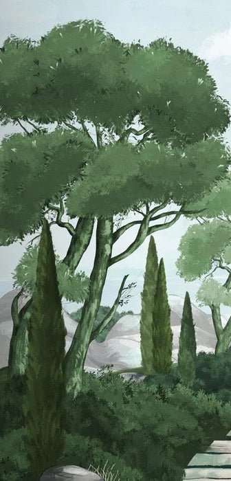 Camminare nella carta da parati verde dei ruscelli